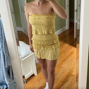 Skyler + Madison Allie Yellow Boho Print Smocked Two-Piece Dress Set